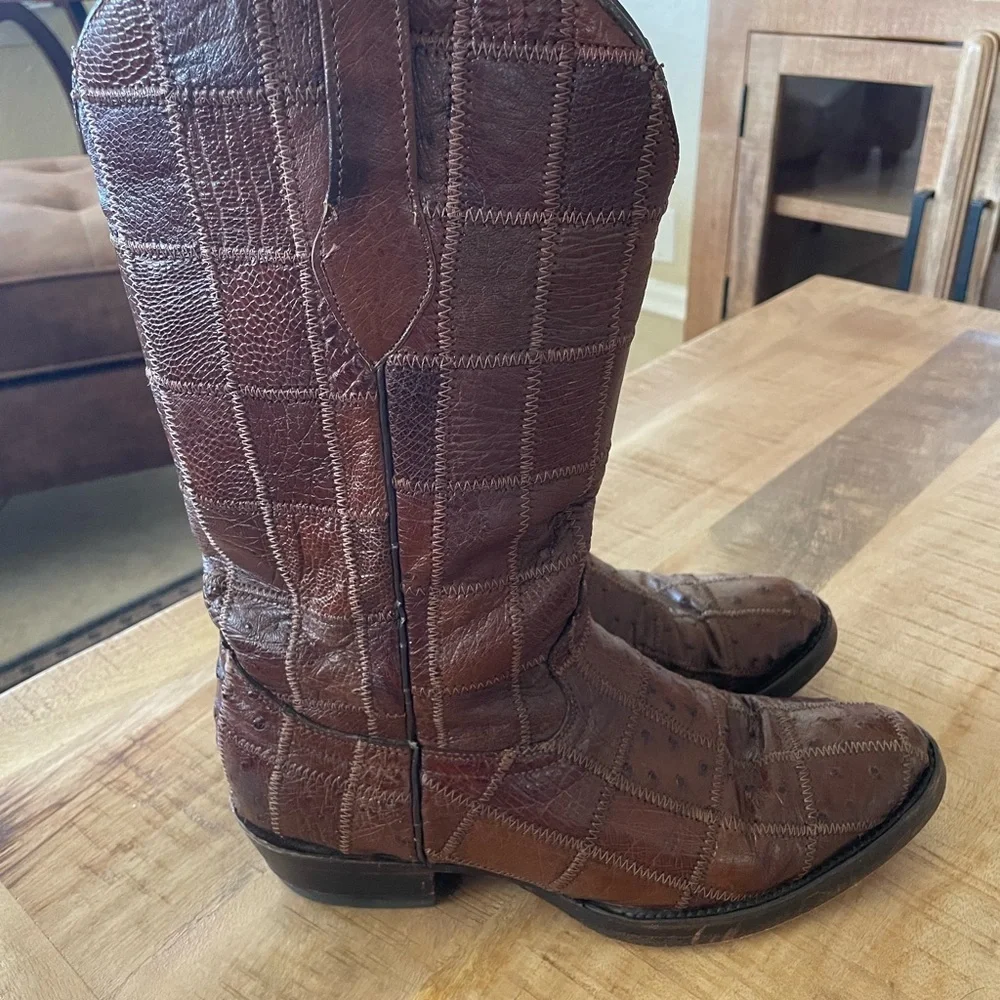 Mens Corral Western Ostrich Boots Size 9.5 - Picture 7 of 11